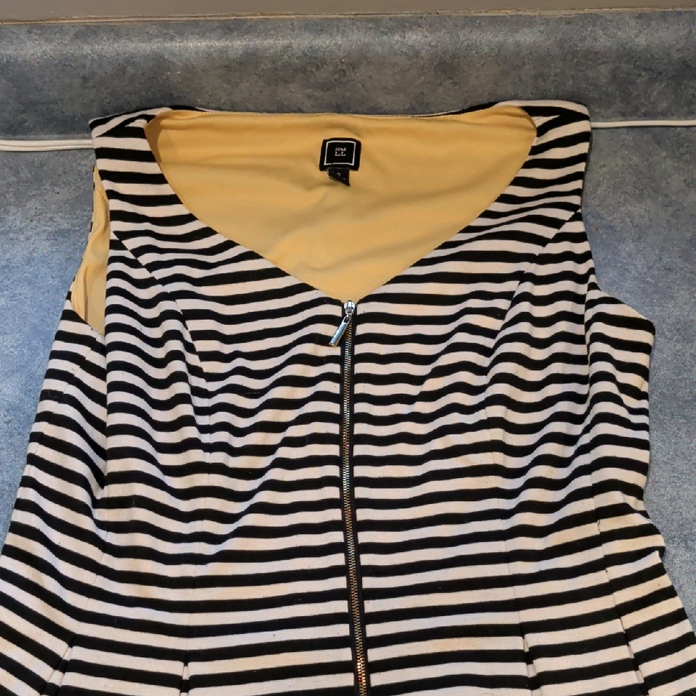 $15 Or Two For $20 Black and Cream Striped Midi Dress
